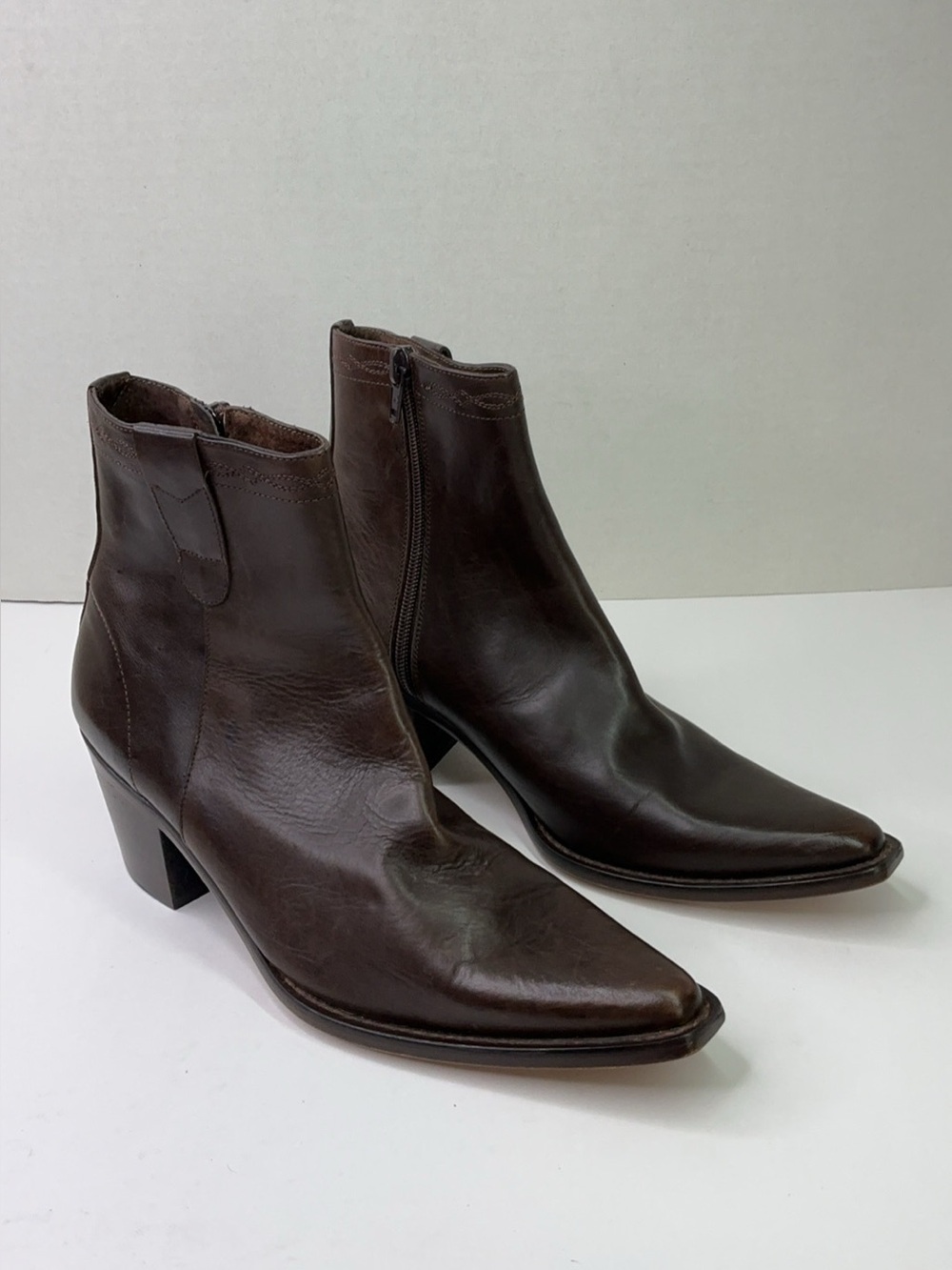 Guess Dark Brown Leather Ankle Boots
